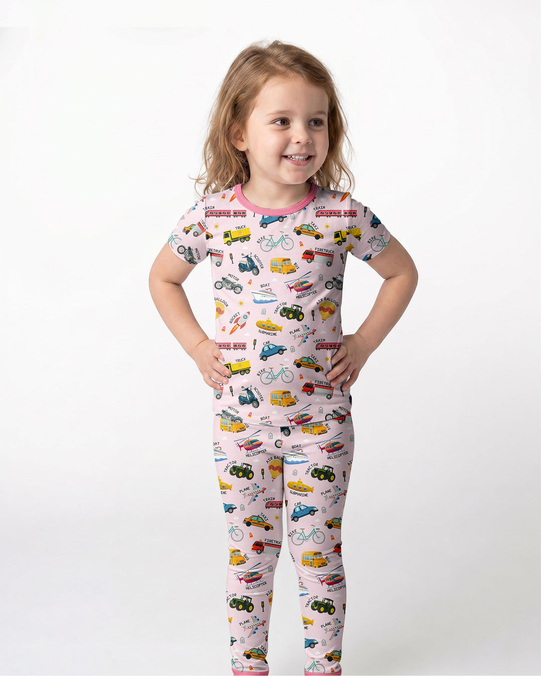 Vehicle Vocabulary Bamboo Two Piece Short Sleeve Pajama Set