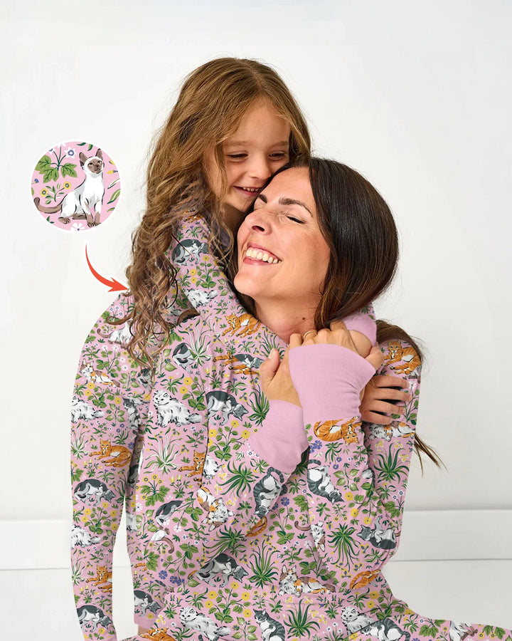 Kitten Garden Family Matching Bamboo Women Pajama Set