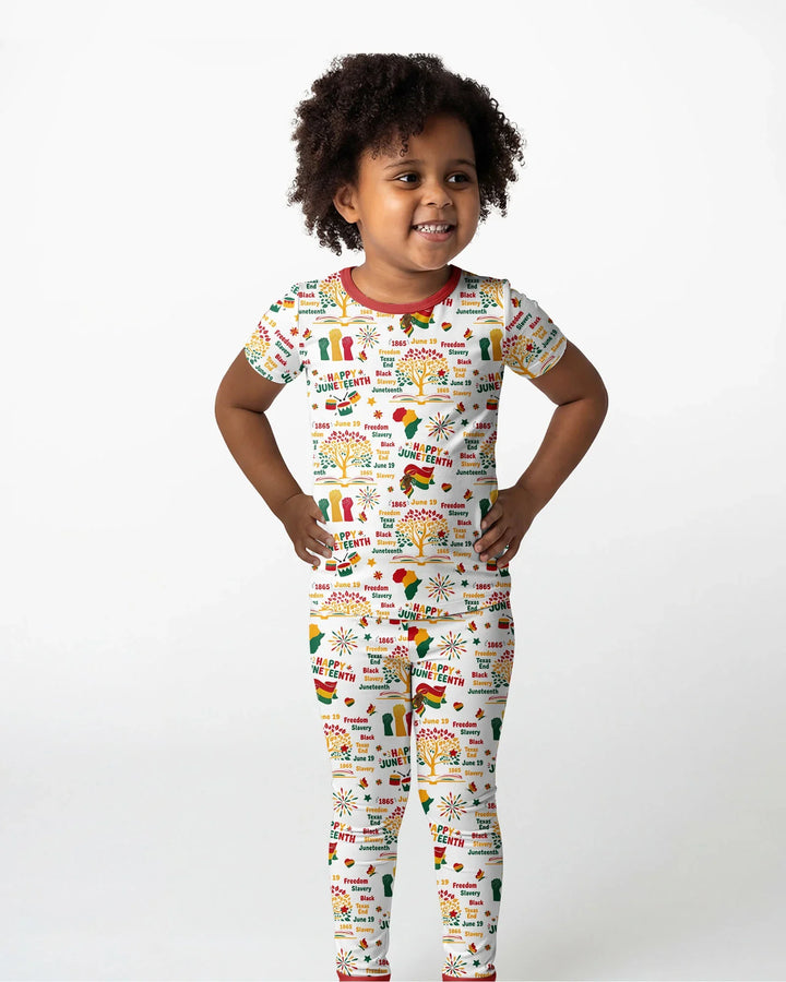Happy Juneteenth Bamboo Two Piece Short Sleeve Pajama Set