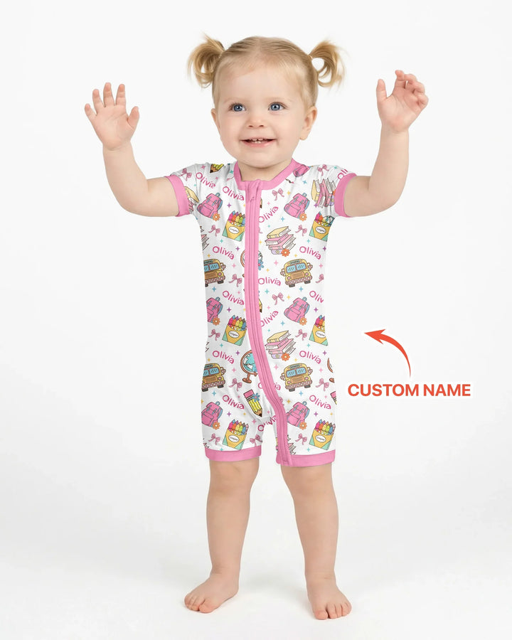 Custom Name Back To School Bamboo Shorty Zippy