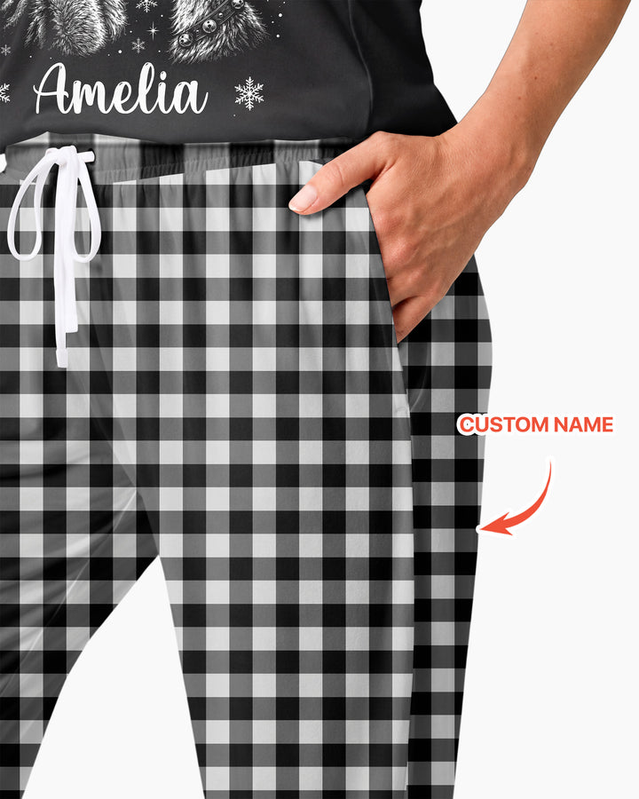 Custom Name Santa's Favorite Buffalo Plaid Bamboo Women Pajama Set
