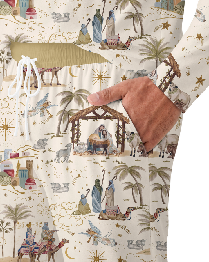 Silent Night Nativity Bamboo Men's Pajama Set