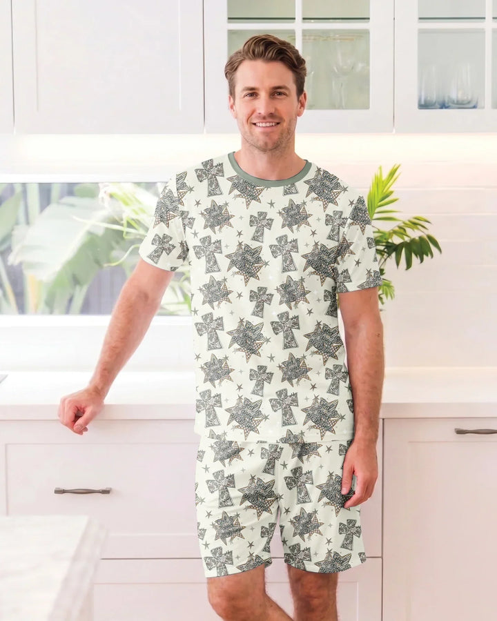 Camo God is Good Family Matching Bamboo Men Short Sleeve Short Pajama Set