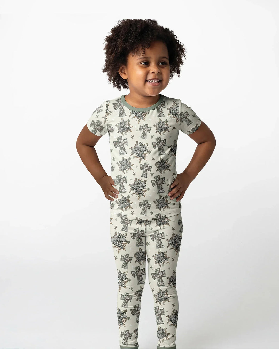 Camo God is Good Family Matching Bamboo Two Piece Short Sleeve Pajama Set