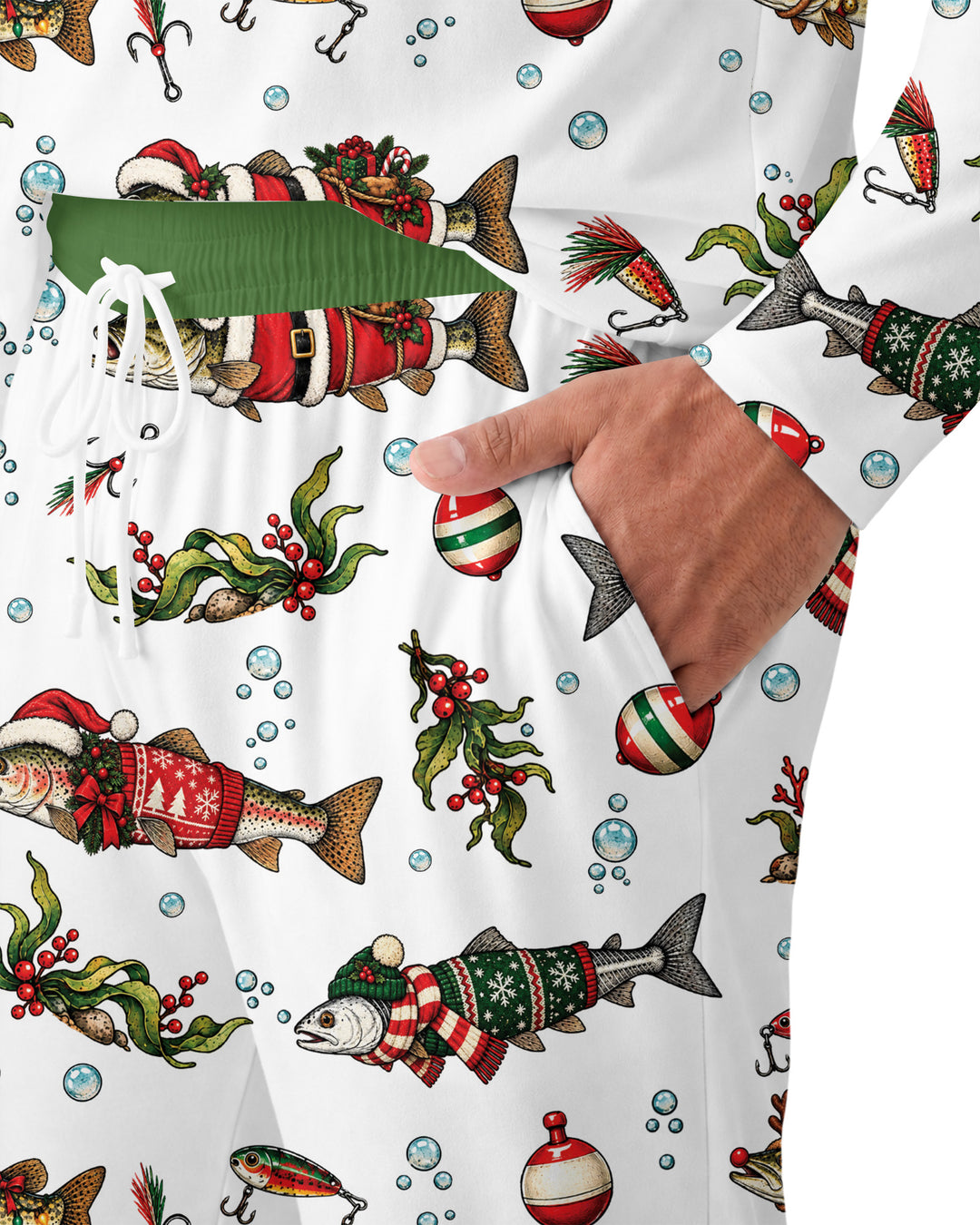 Christmas Trout Fishing Bamboo Men's Pajama Set