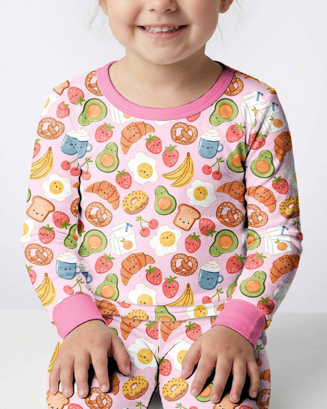Breakfast Buddies Family Matching Bamboo Two Piece Long Sleeve Pajama Set