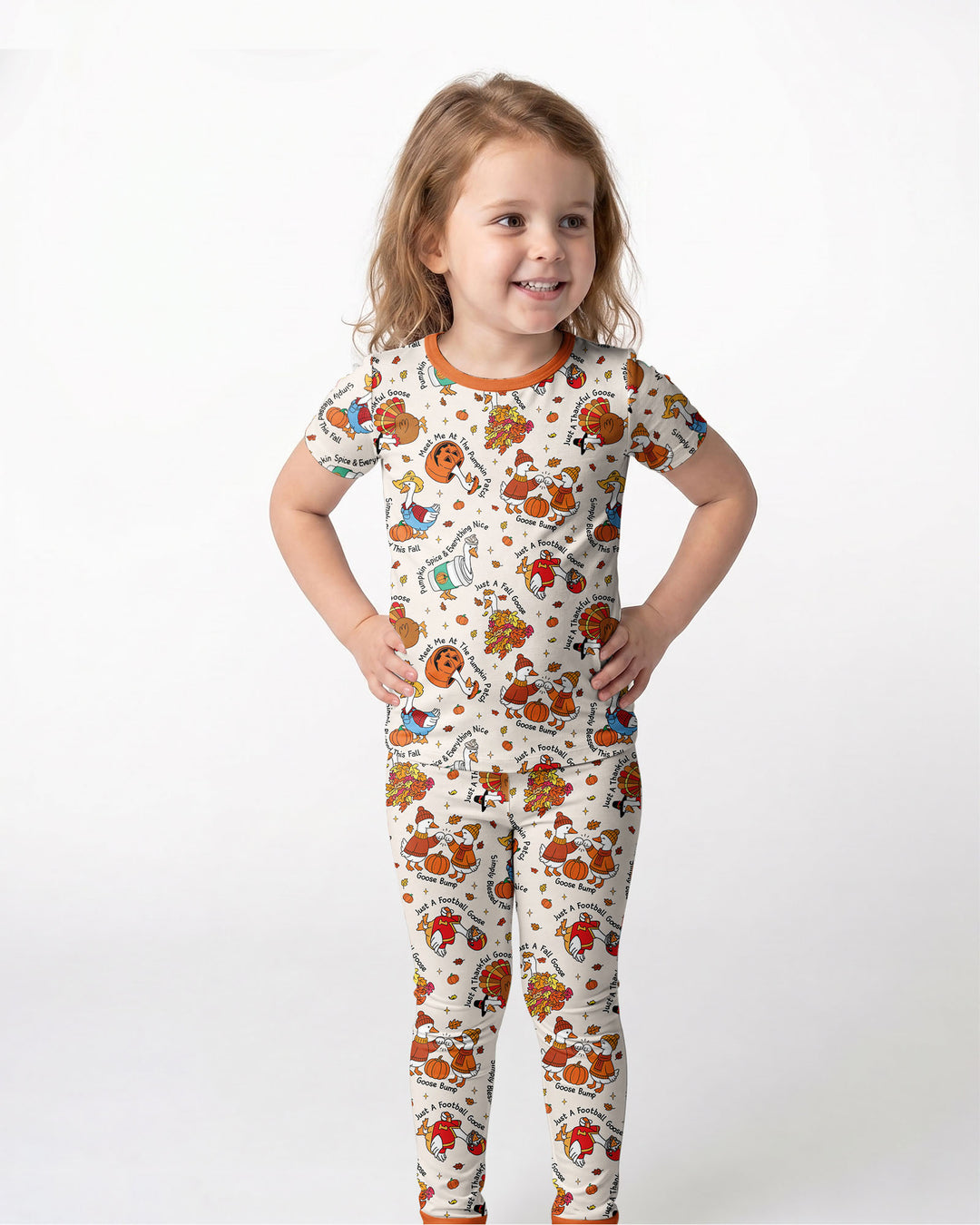 Just A Fall Goose Family Matching Bamboo Two Piece Short Sleeve Pajama Set
