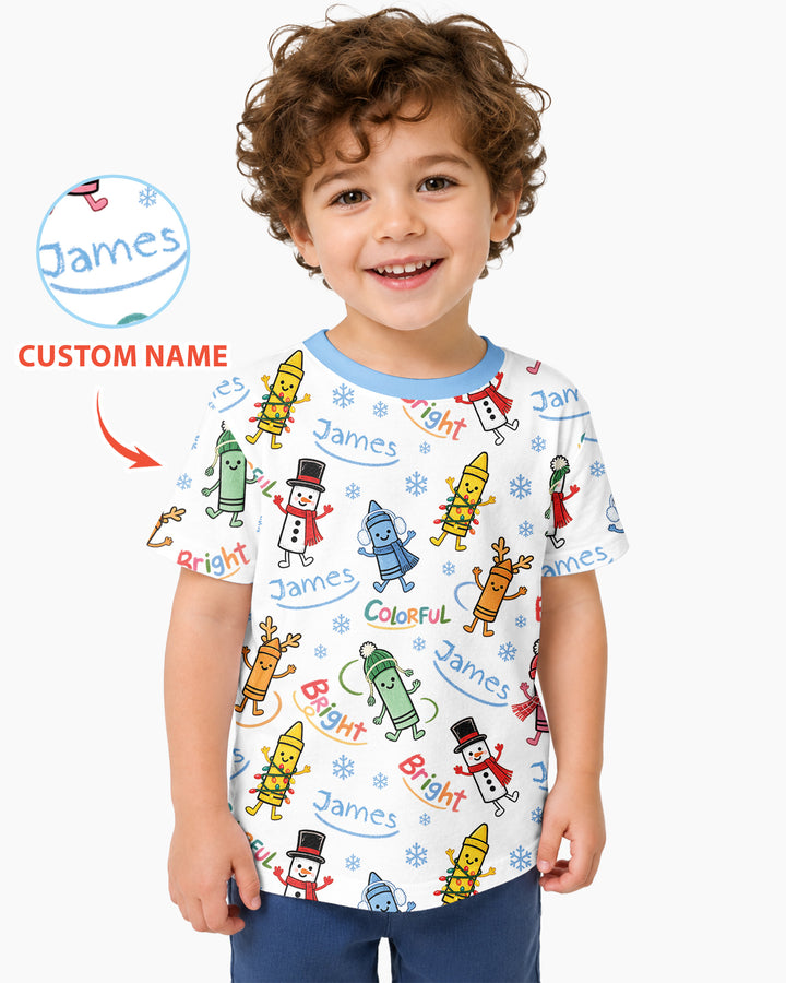 Custom Name Bright & Colorful Bamboo Crewneck T-Shirt