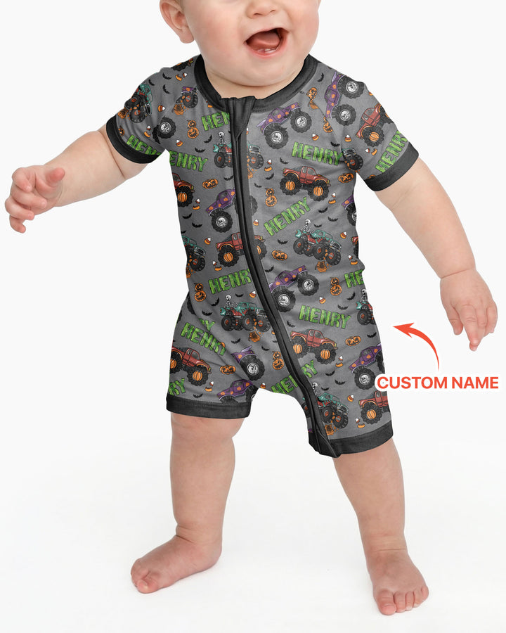 Custom Name Haunted Monster Trucks  Bamboo Shorty Zippy