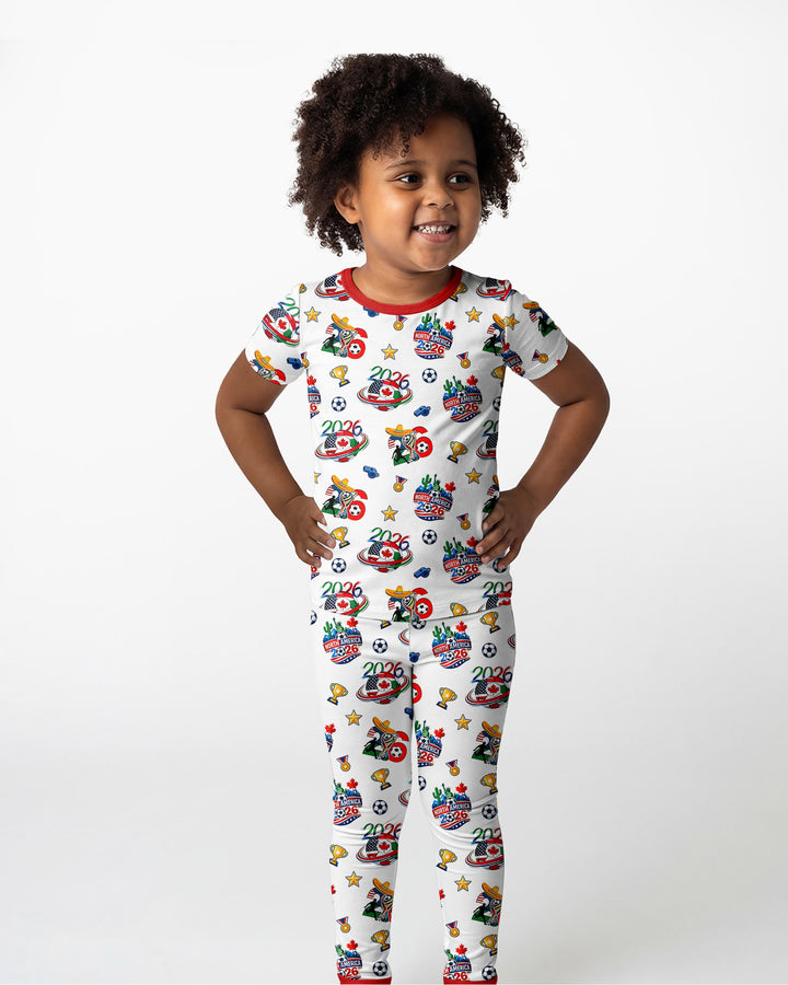World Soccer North America 2026 Family Matching Bamboo Two Piece Short Sleeve Pajama Set