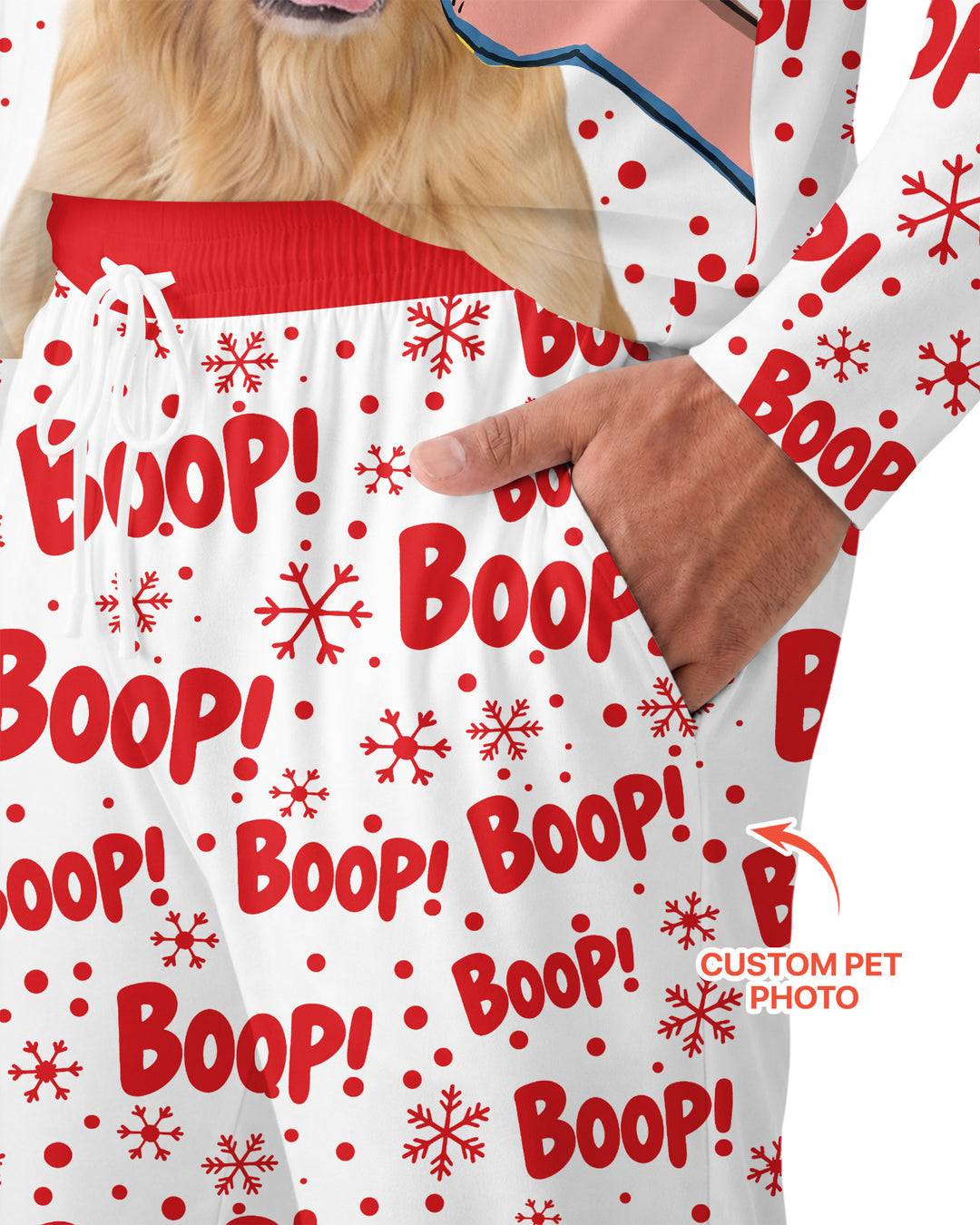 Custom Pet Photo Funny Christmas Boop Bamboo Men's Pajama Set