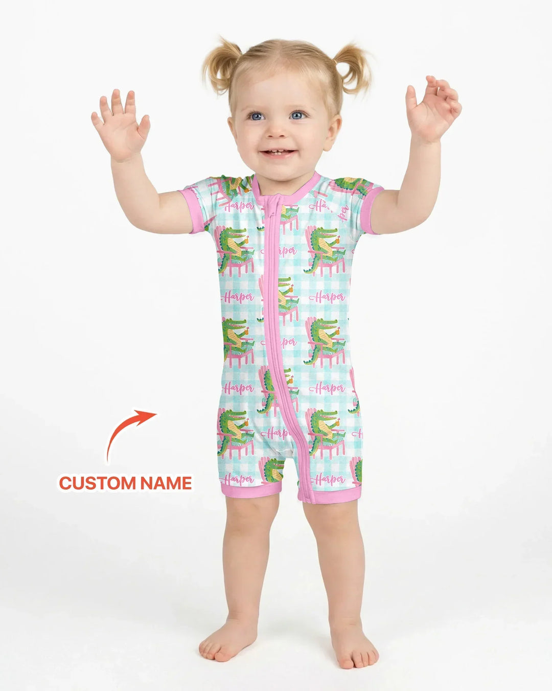 Custom Name Preppy Later Gator Bamboo Shorty Zippy