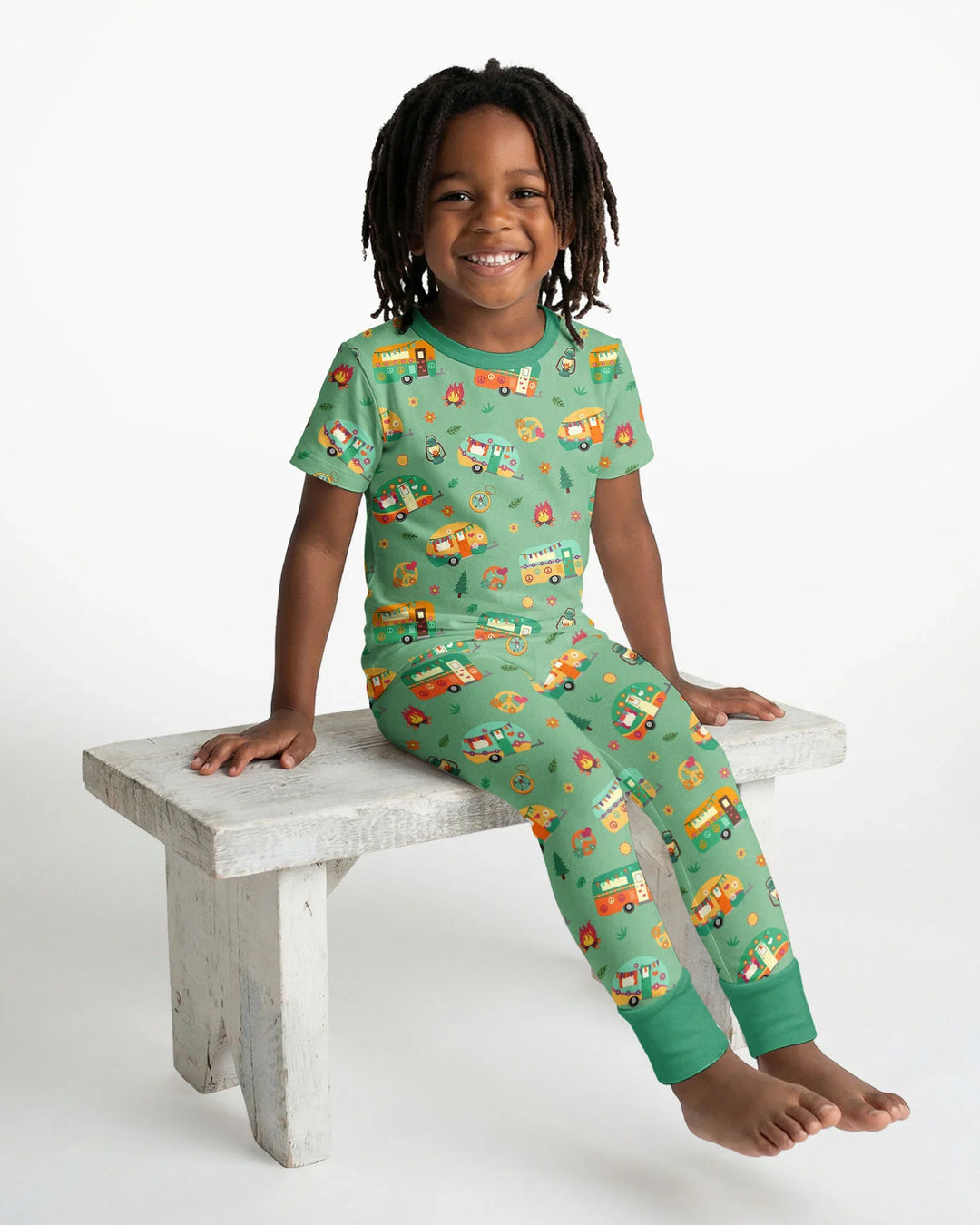 Happy Little Camper Bamboo Two Piece Short Sleeve Pajama Set