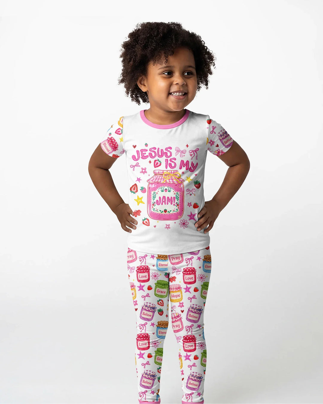 Preppy Summer Jesus Is My Jam Bamboo Two Piece Short Sleeve Pajama Set