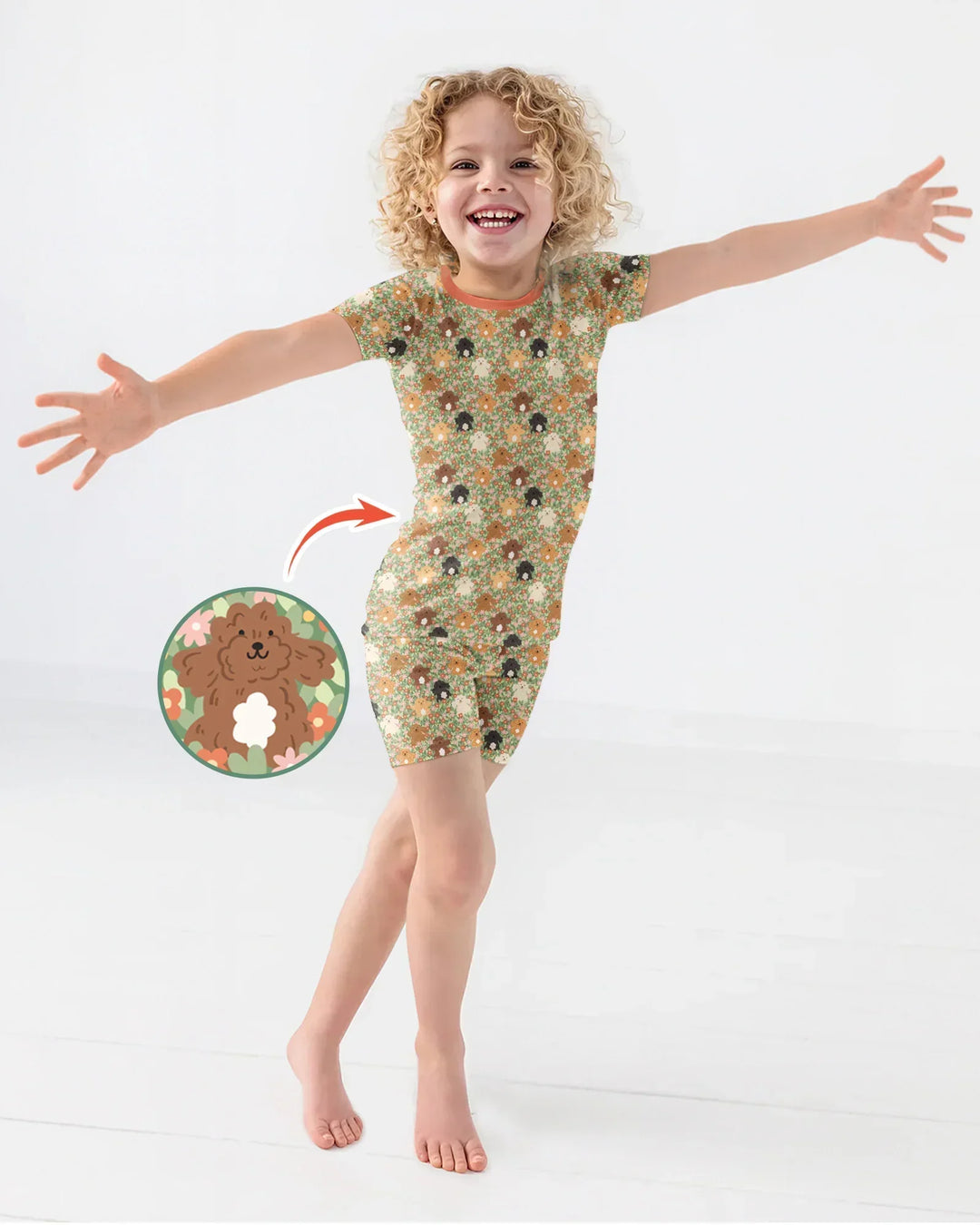 Puppy Garden Family Matching Bamboo Two Piece Short Sleeve Shorts Pajama Set
