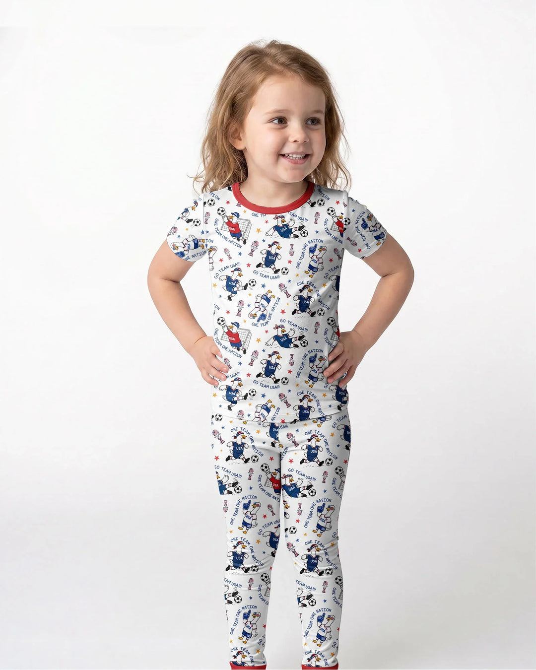 USA Soccer Goose Family Matching Bamboo Two Piece Short Sleeve Pajama Set