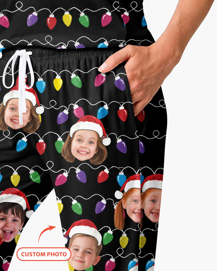 Custom Face Christmas Family Silly Xmas Leds Bamboo Women Pajama Set