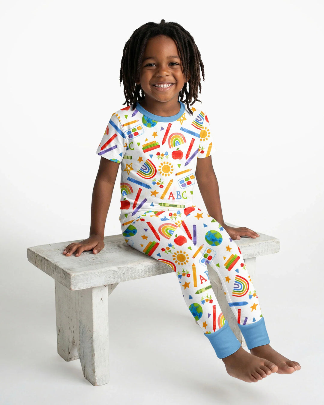 School Scribbles Bamboo Two Piece Short Sleeve Pajama Set
