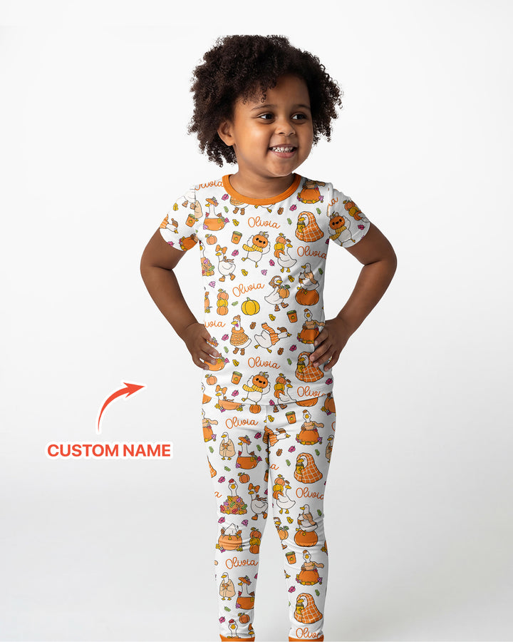 Fall Silly Goose Bamboo Two Piece Short Sleeve Pajama Set
