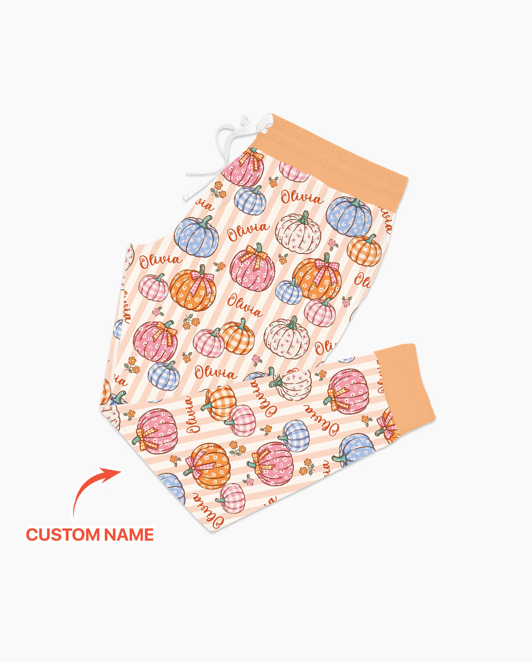 Custom Name Pumpkin Patch Bamboo Women Pajama Set