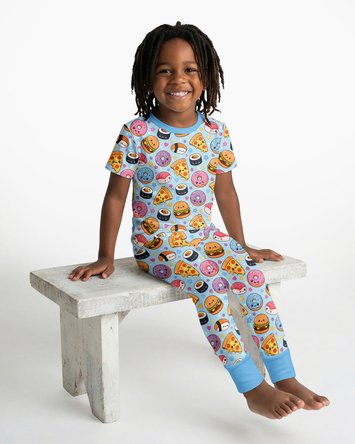 Kawaii Snack Party Bamboo Two Piece Short Sleeve Pajama Set