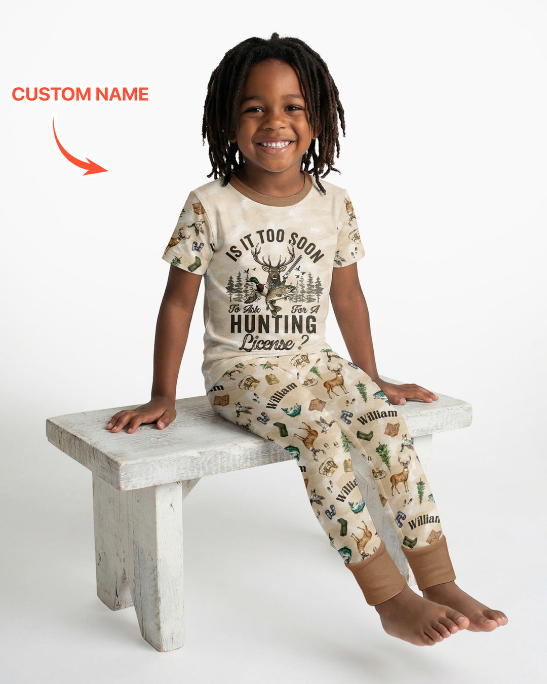 Personalized Funny Hunting Bamboo Two Piece Short Sleeve Pajama Set