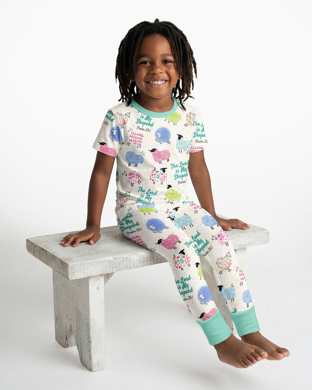 The Lord Is My Shepherd Psalm 23 Bamboo Two Piece Short Sleeve Pajama Set