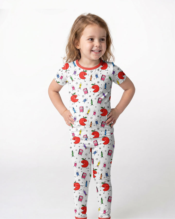 Back To School Chasing Bamboo Two Piece Short Sleeve Pajama Set