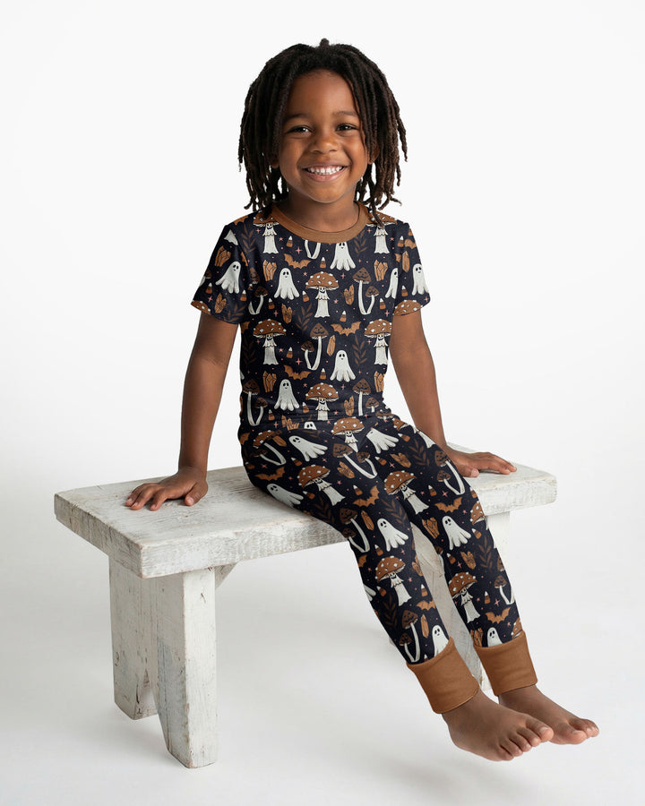 Retro Halloween Whimsy Bamboo Two Piece Short Sleeve Pajama Set