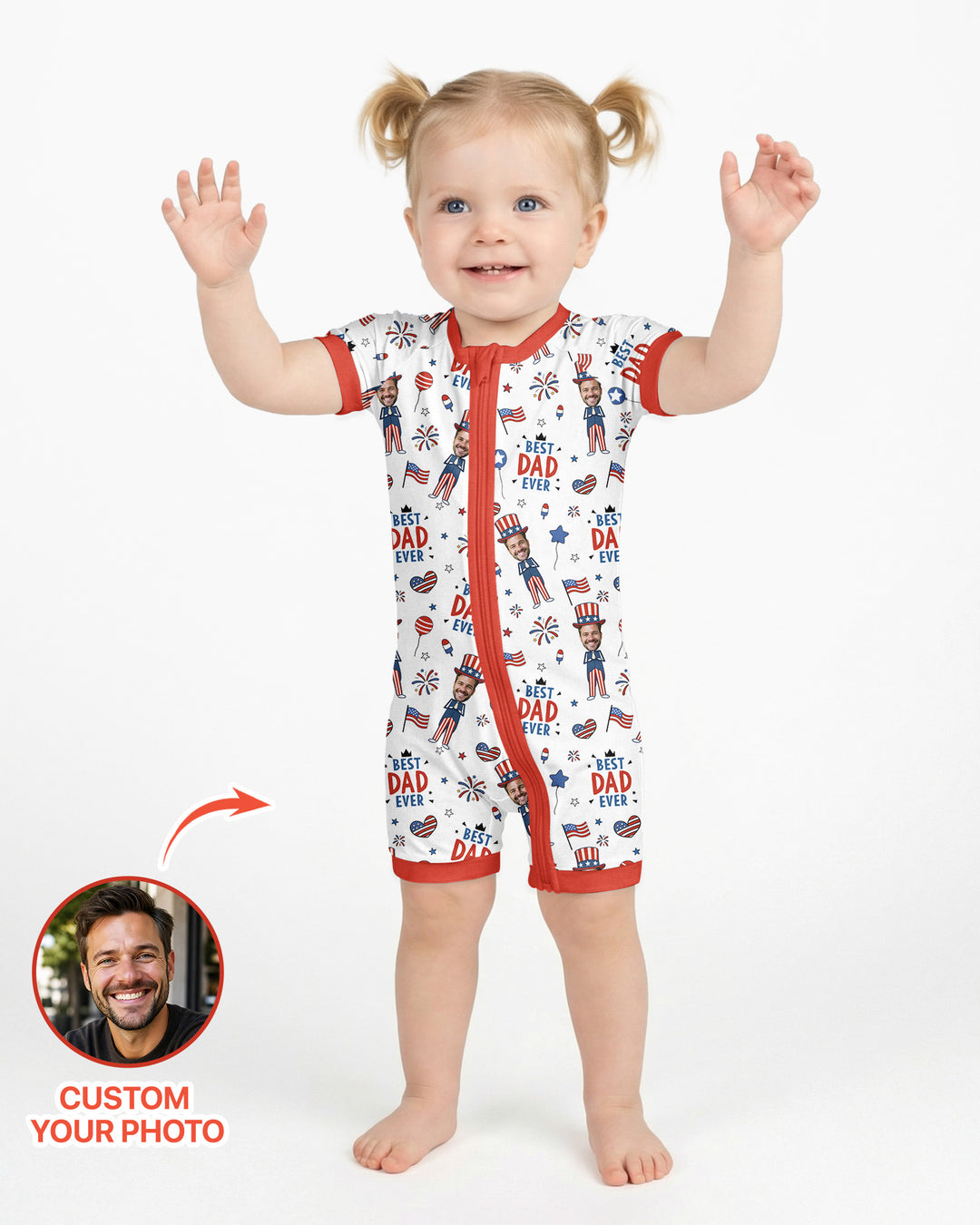 Custom Photo Best Patriotic Family Ever Bamboo Shorty Zippy
