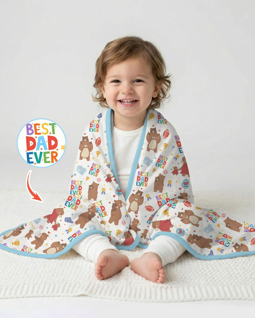 Best Daddy Bear Ever Family Matching Bamboo Blanket