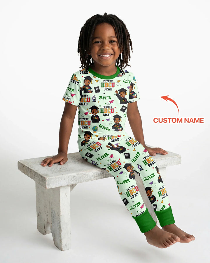 Custom Name Future HBCU Grad Bamboo Two Piece Short Sleeve Pajama Set