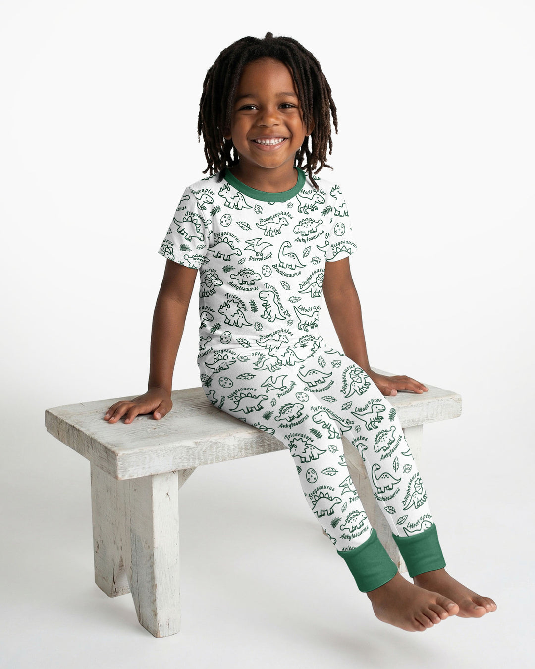 Dinosaur Park Bamboo Two Piece Short Sleeve Pajama Set