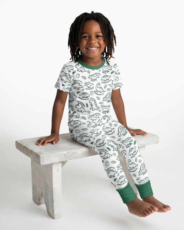 Dinosaur Park Bamboo Two Piece Short Sleeve Pajama Set