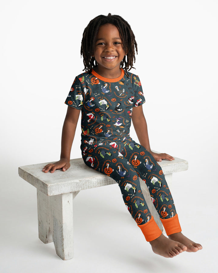 Just A Spooky Goose Family Matching Bamboo Two Piece Short Sleeve Pajama Set
