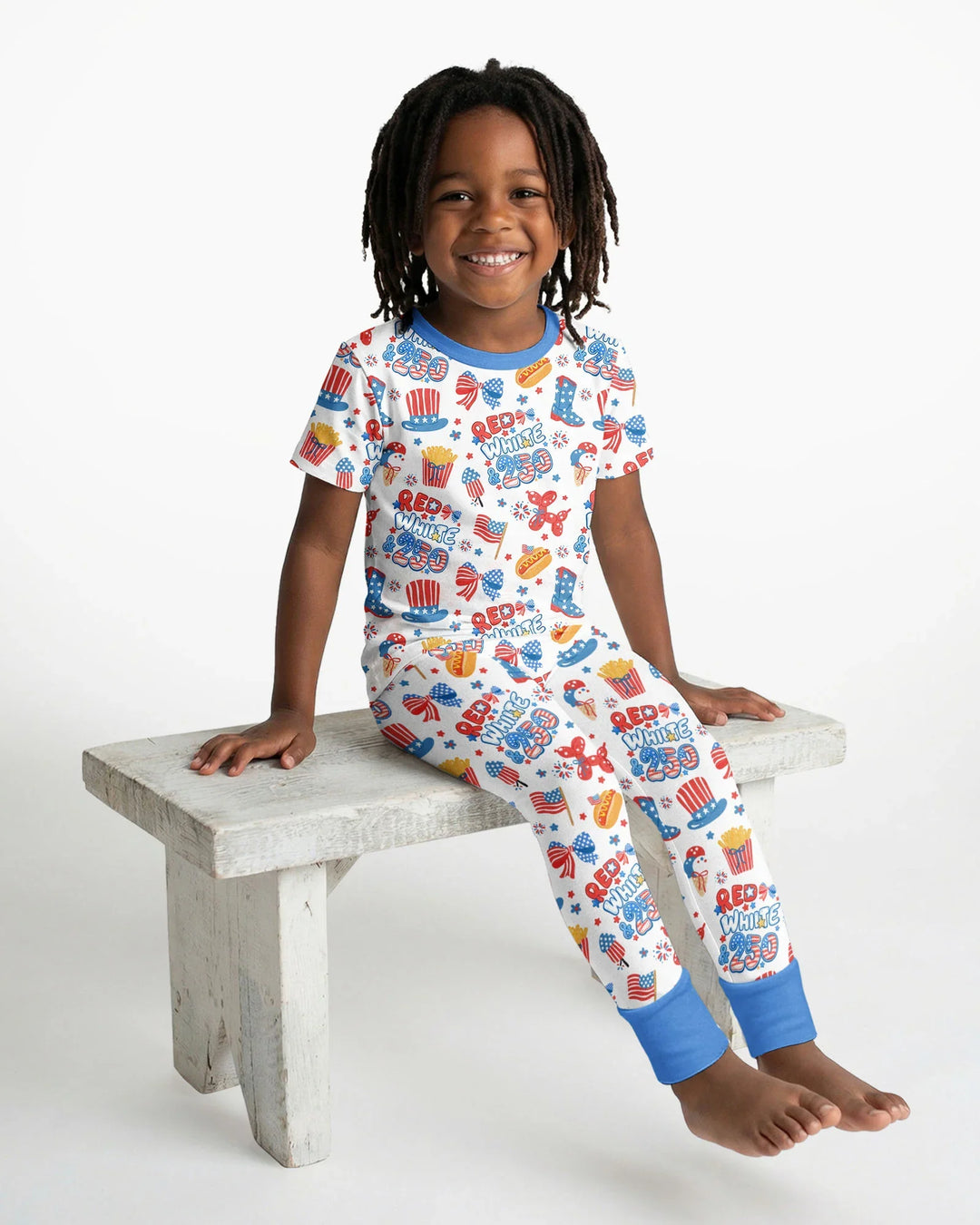 Red White & 250 Bamboo Two Piece Short Sleeve Pajama Set