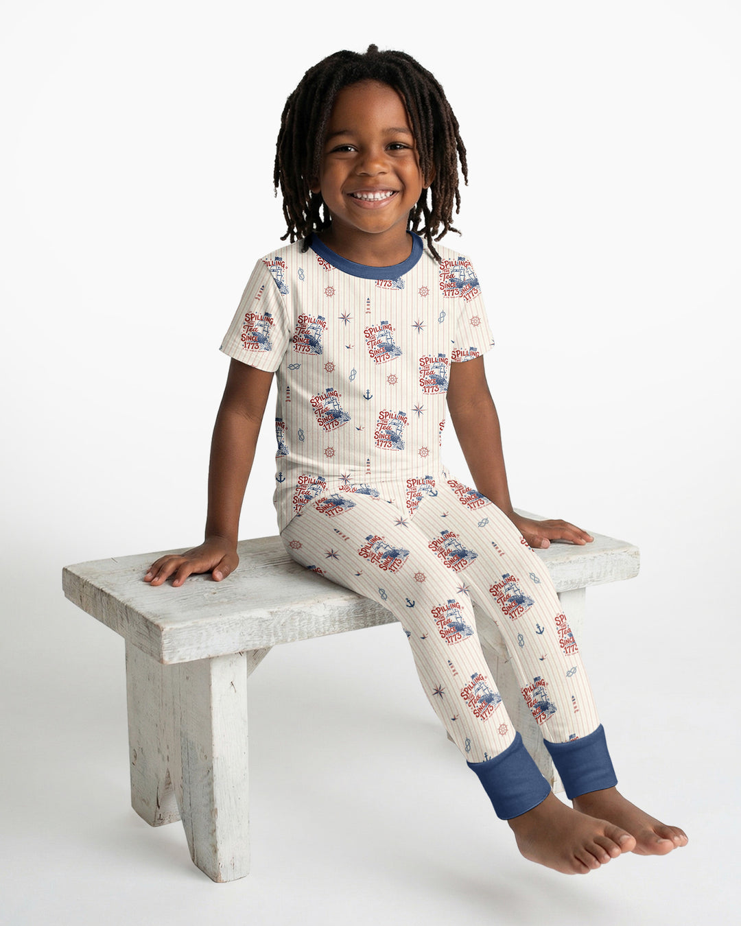 Spilling The Tea Since 1773 Family Matching Bamboo Two Piece Short Sleeve Pajama Set