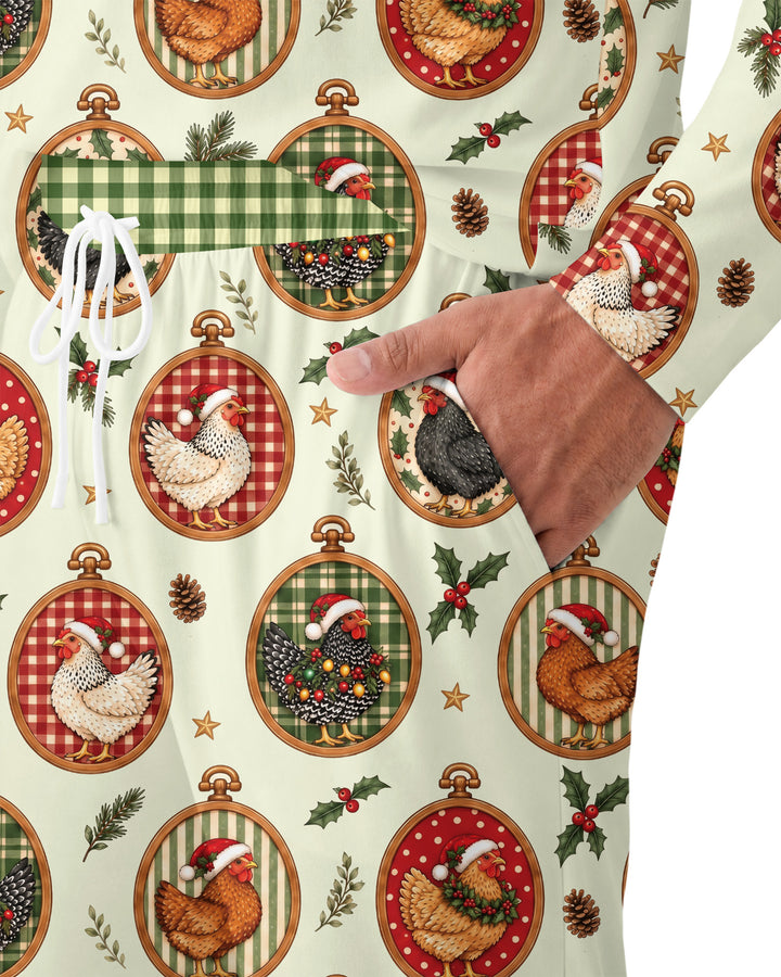 Chicken Merry Clucking Christmas Bamboo Men's Pajama Set