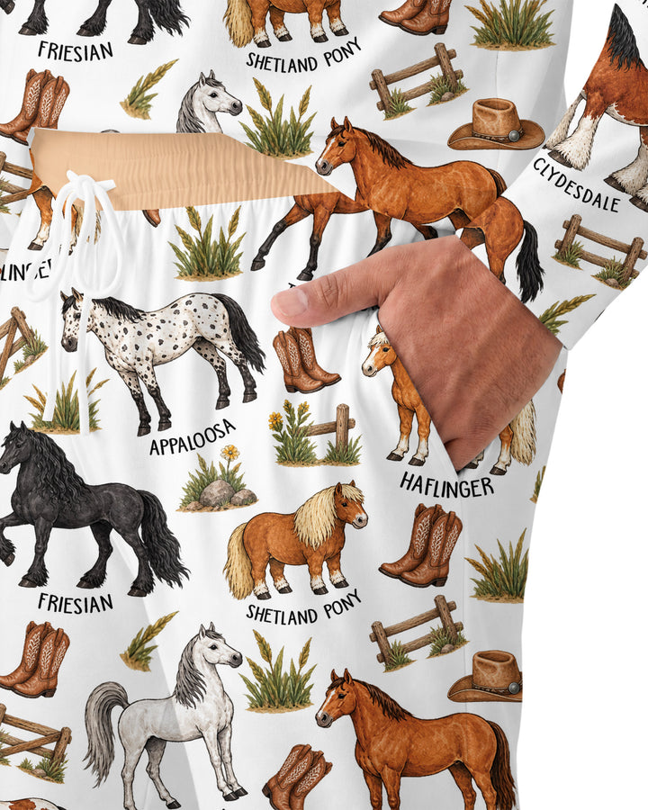 Types Of Horses Bamboo Men's Pajama Set