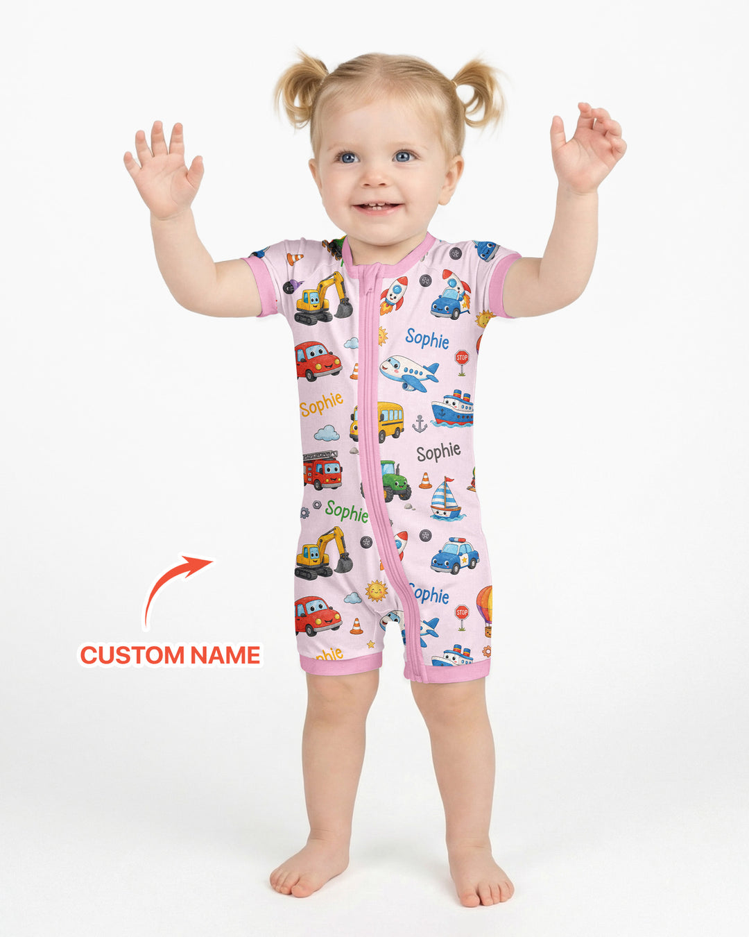 Custom Name Cute Transport Bamboo Shorty Zippy