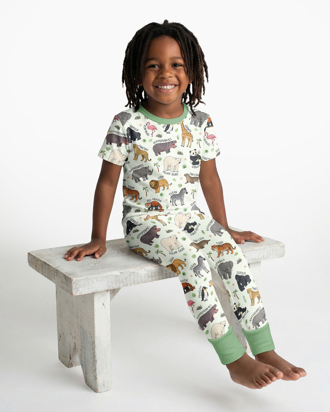 Safari Animals Bamboo Two Piece Short Sleeve Pajama Set