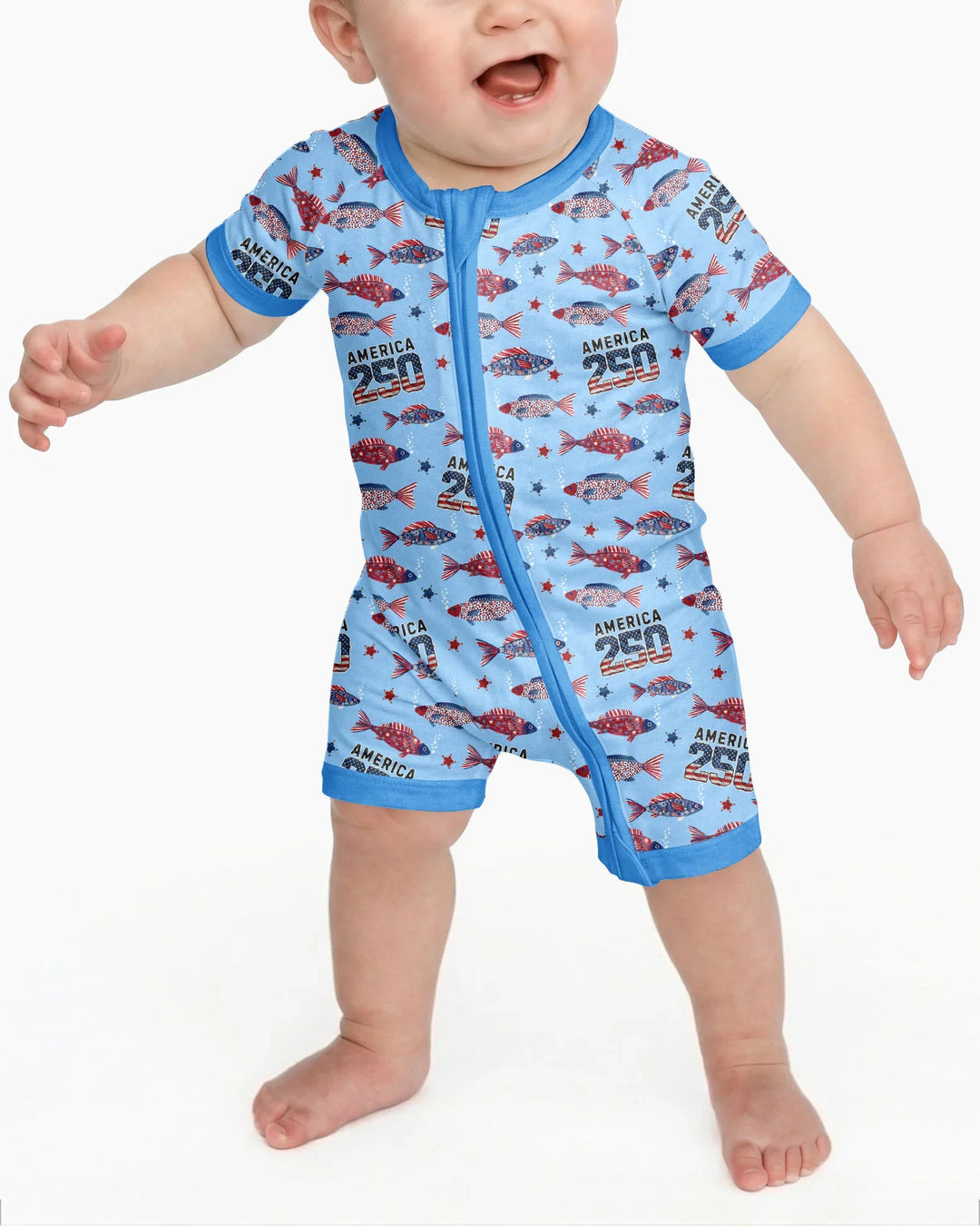 Stars and Stripes Fish Bamboo Shorty Zippy