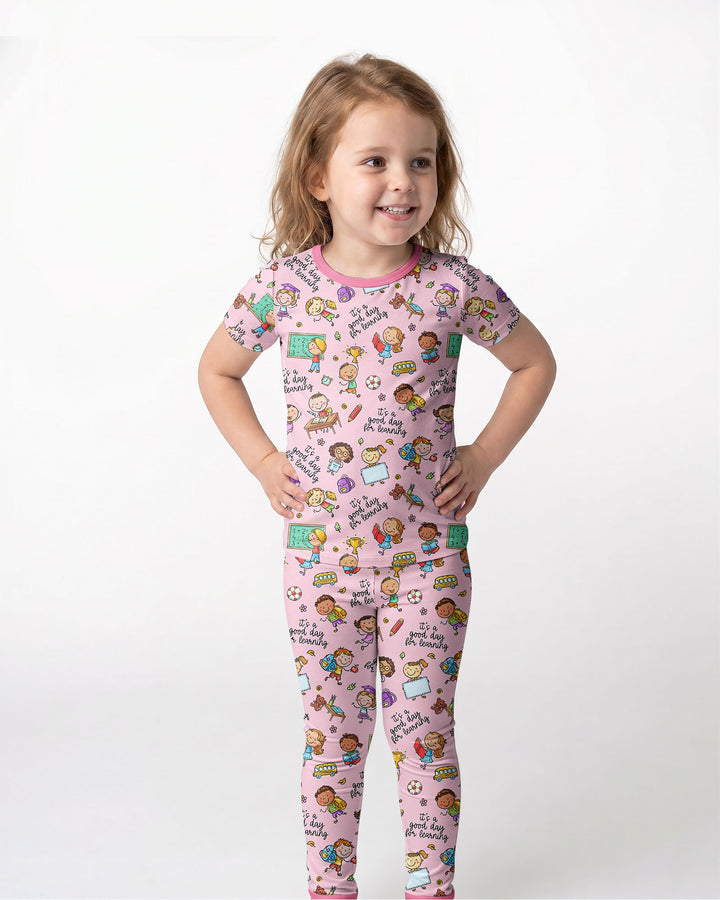 Little Learners Adventure Bamboo Two Piece Short Sleeve Pajama Set