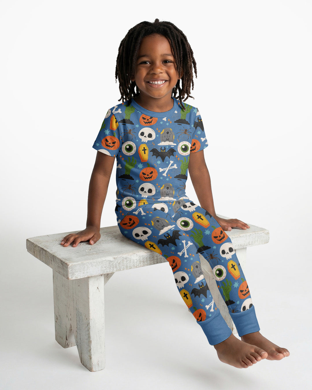 Little Monsters Bamboo Two Piece Short Sleeve Pyjamas Set For Haloween