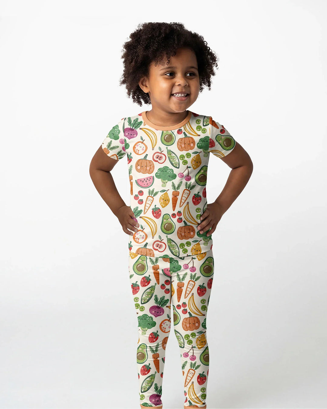 Veggie Friends Family Matching Bamboo Two Piece Short Sleeve Pajama Set