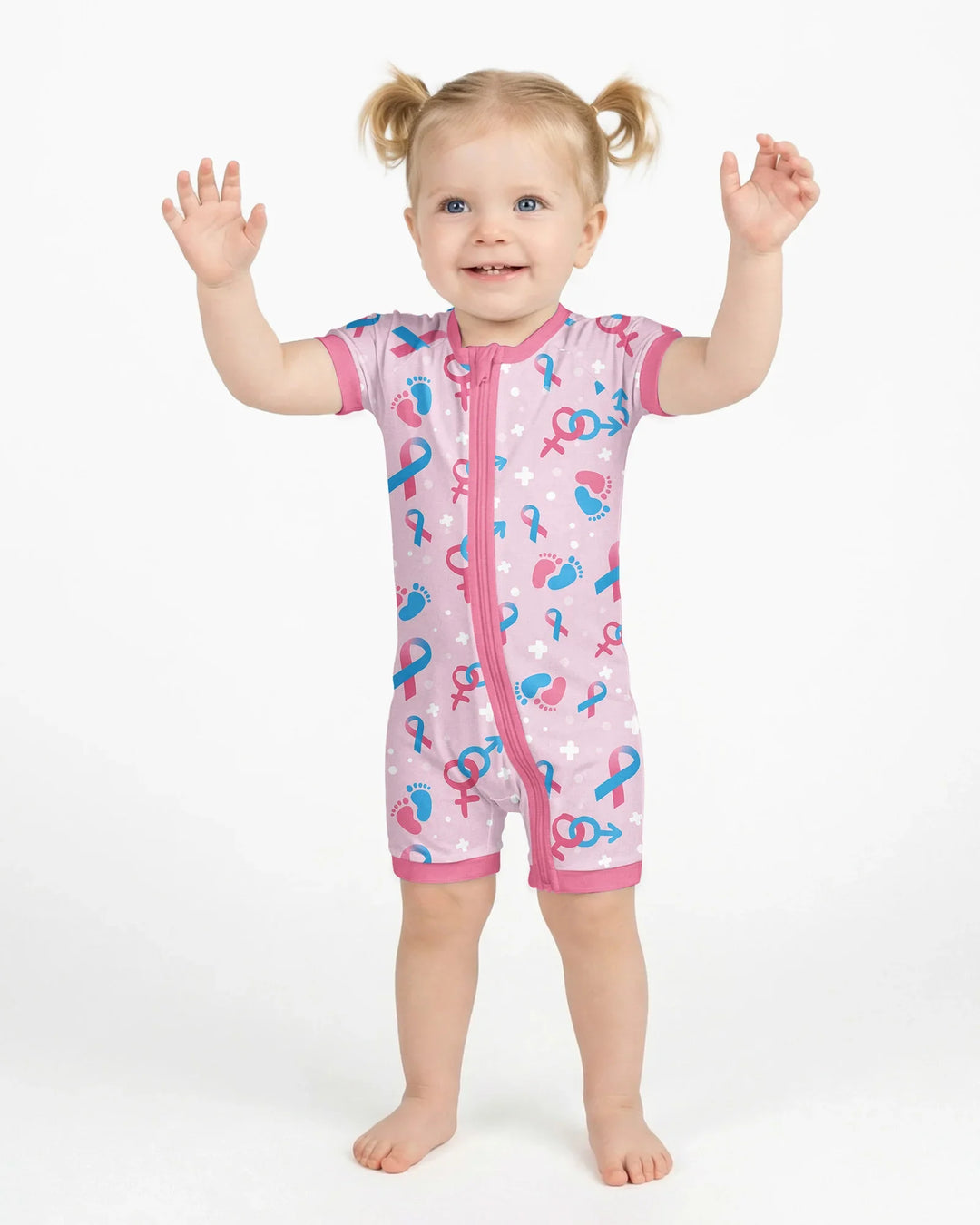 Infertility Awareness Blue and Pink Bamboo Shorty Zippy