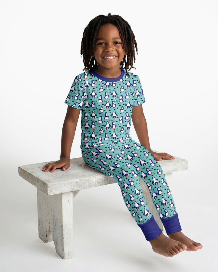 Penguin Hockey Bamboo Two Piece Short Sleeve Pajama Set