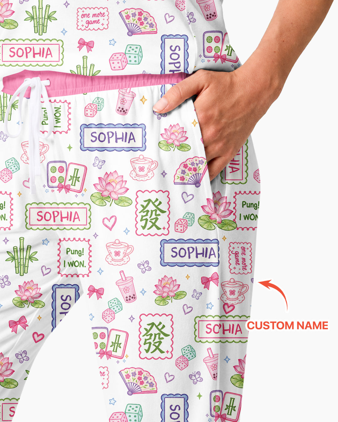 Personalized Preppy Mahjong  Bamboo Women Pajama Set