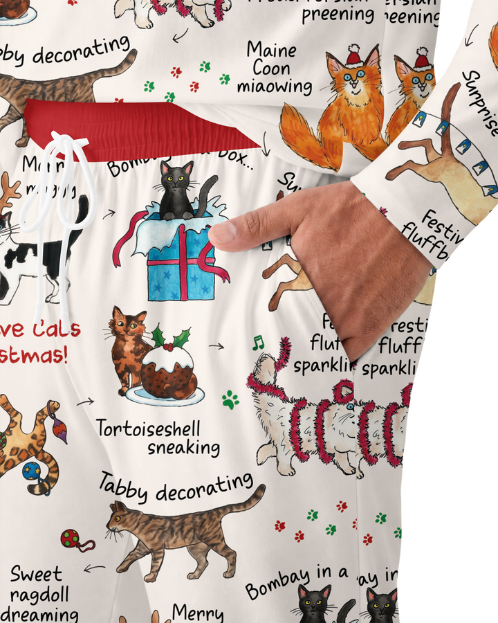 The 12 Cats of Christmas Bamboo Men's Pajama Set