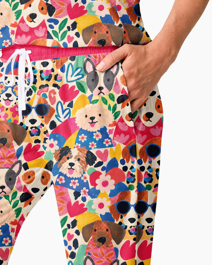 Dog Pattern Thick Bamboo Women Pajama Set